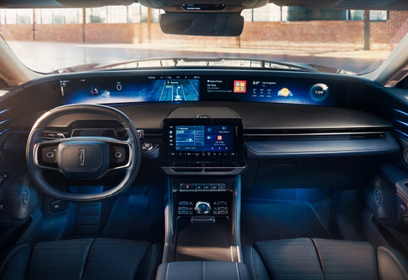 A large panoramic display is shown on the dashboard of a 2024 Lincoln Nautilus® SUV | Vision Lincoln in Wahpeton ND